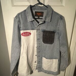 Von Dutch Two-Tone Denim Jacket with Patches